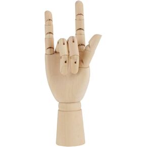 10" Wooden Sectioned Opposable Articulated Right Hand Figure Manikin Hand Model for Sketching Drawing Painting Teaching Office Desk Home Deco DIY Element