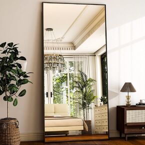 HARRITPURE 68" x 24" Full Length Mirror - Full Body Mirror/Rectangle Floor Mirror Aluminun Alloy Frame Body Mirror for Cloakroom Bedroom Standing Mirrors,Black