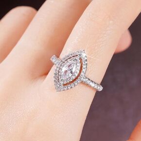 JerMrasra Sparkling 2CT Engagement Ring Promise Rings for her Horse Eye Rings Cocktail Ring Classic Marquise Cut Cubic Zirconia Wedding Band CZ Promise Anniversary Ring Size 6-10（9）
