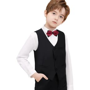 Boys Formal Suit Vest Kids 3 Button Adjustable Back Strap Toddler Vests