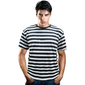 Men's and Women's Casual Striped T-Shirt Short Sleeved Shirt Classic fit Round Neck Pullover