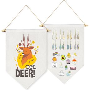 Beclumas 10 Pack Sublimation Blanks Pin Display Banner Enamel Pin Wall Display Banner Pin Display Pennant Wall Hanging Brooch Jewelry Storage Case Blank Hanging Flag Banner for Room Decor