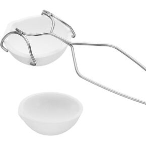 PATIKIL Small Melting Ceramic Crucible Bowl Dish Cup Set Include Whip Tongs Handle, Quartz Crucible Kit for Melting Metal, 3 Pcs 100g 250g