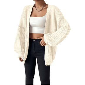 SHENHE Women's Open Front Casual Drop Shoulder Loose Long Cardigan Sweater Outerwear