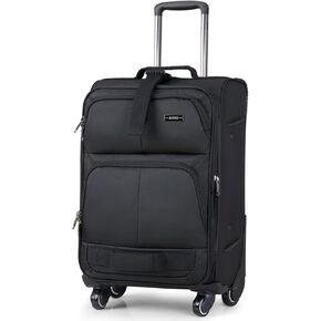 Hanke Softside Underseat Carry On Luggage with Wheels,Travel Luggage Rolling Bag Small Suitcase，Black, Underseater 16-Inch