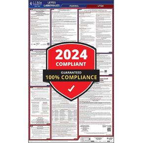 2024 Utah and Federal Labor Law Poster (English, UT State) - OSHA Compliant All-in-One Laminated Poster