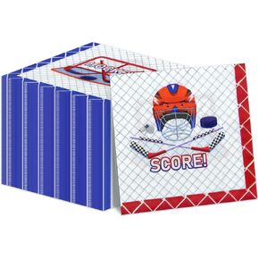 100Pcs Hockey Napkins for Hockey Party Supplies - 13 x 13 Inches Ice Hockey Napkins, Hockey Party Favor Napkins for Kids Boys Fans Sports Hockey Party Decorations
