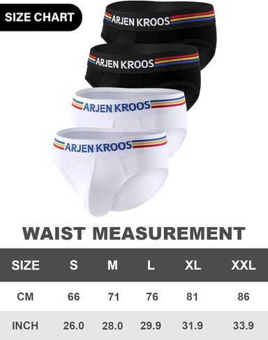 Arjen Kroos Men's Breathable Cotton Briefs Stretch Moisture Wicking Wide Waistband Briefs 4-Pack Underwear in Kuwait