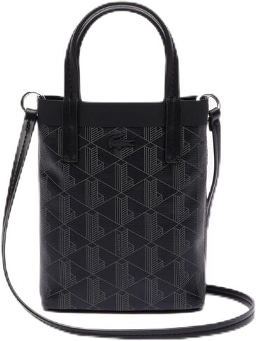 Lacoste Women's Zely Coated Canvas Monogram Mini Tote, MONOGRAM NOIR GRIS, One Size in Saudi Arabia