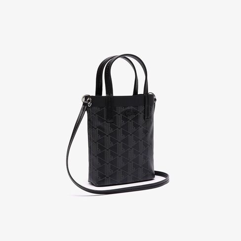 Lacoste Women's Zely Coated Canvas Monogram Mini Tote, MONOGRAM NOIR GRIS, One Size in Saudi Arabia