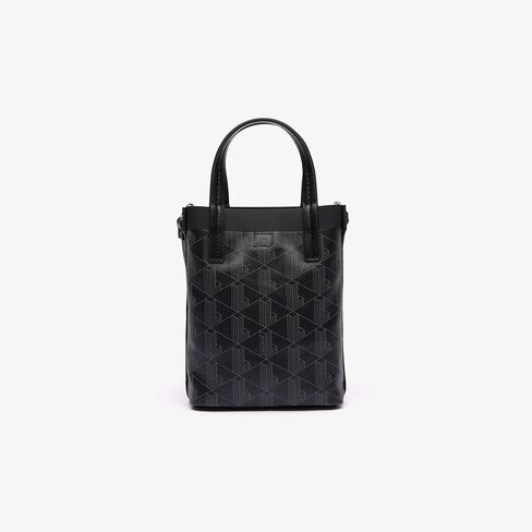 Lacoste Women's Zely Coated Canvas Monogram Mini Tote, MONOGRAM NOIR GRIS, One Size in Saudi Arabia