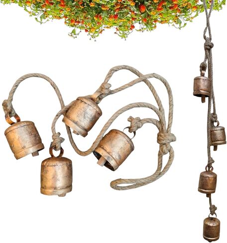 4 قطع أجراس عيد الميلاد المعدنية للديكور الريفي النحاسي الذهبي جرس كبير بقرة معلقة جرس ديكور للتعليق على الحائط in Kuwait