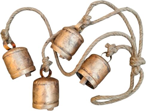 4 قطع أجراس عيد الميلاد المعدنية للديكور الريفي النحاسي الذهبي جرس كبير بقرة معلقة جرس ديكور للتعليق على الحائط in Kuwait