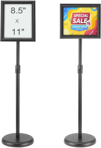 VEVOR Pedestal Sign Holder, 11 x 17 Inch Vertical and Horizontal Adjustable Poster Stand, Heavy-Duty Floor Standing Sign Holder with Round Base for Display, Advertisement, and Outdoor, Black in Saudi Arabia