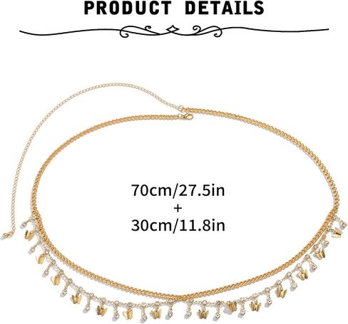 MODRSA Chain Belt Gold Chain Belt Chain Belts for Women Fashion Gold Belt Chain Silver Waist Chain Belt Star Chain Belt Metal Chain Belt Moon Butterfly Rhinestone Chain Belt Layered Waist Belt in Kuwait