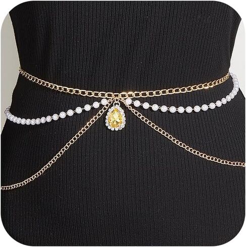 MODRSA Chain Belt Gold Chain Belt Chain Belts for Women Fashion Gold Belt Chain Silver Waist Chain Belt Star Chain Belt Metal Chain Belt Moon Butterfly Rhinestone Chain Belt Layered Waist Belt in Kuwait