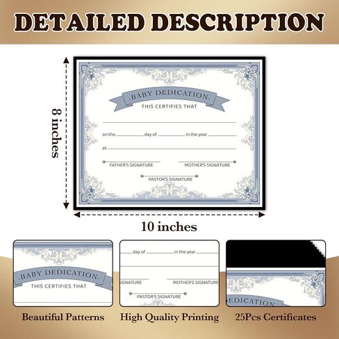 Baby Dedication Certificates, 25 Pcs Baptism Certificates for Church, Christening Recognition Gifts for Boys Girls, Baby Shower Baptism Party Supplies Decorations, 16 in Saudi Arabia