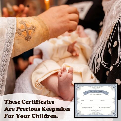 Baby Dedication Certificates, 25 Pcs Baptism Certificates for Church, Christening Recognition Gifts for Boys Girls, Baby Shower Baptism Party Supplies Decorations, 16 in Saudi Arabia