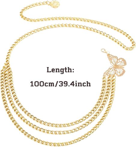 حزام سلسلة أنيق من أميكو للنساء، أحزمة خصر قابلة للتعديل لفساتين الجينز والسراويل والحفلات الموسيقية الريفية in Kuwait