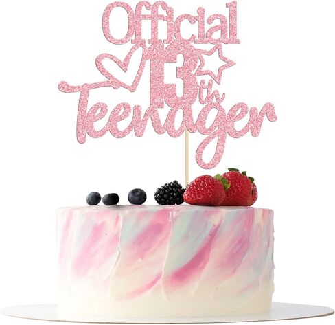 Gyufise 1 Pack Pink Glitter Official Teenager 13 Cake Topper Boys Girls Happy 13th Birthday Cake Decoration Teenager Birthday Party Supplies Cheers to 13 Years Party Supplies in Kuwait