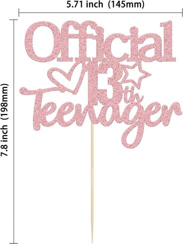 Gyufise 1 Pack Pink Glitter Official Teenager 13 Cake Topper Boys Girls Happy 13th Birthday Cake Decoration Teenager Birthday Party Supplies Cheers to 13 Years Party Supplies in Kuwait