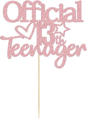 Gyufise 1 Pack Pink Glitter Official Teenager 13 Cake Topper Boys Girls Happy 13th Birthday Cake Decoration Teenager Birthday Party Supplies Cheers to 13 Years Party Supplies in Kuwait
