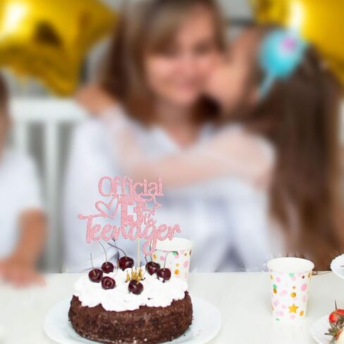 Gyufise 1 Pack Pink Glitter Official Teenager 13 Cake Topper Boys Girls Happy 13th Birthday Cake Decoration Teenager Birthday Party Supplies Cheers to 13 Years Party Supplies in Kuwait