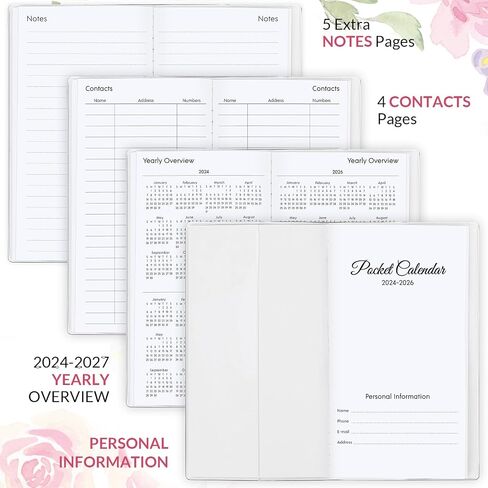 2024-2026 Pocket Calendar, Purse Monthly Planner 2024-2026 - 6.7" x 3.7" - Runs from November 2024 Until December 2026, 2024 Pocket Calendar with PVC Cover for Planning, Organizing and Office in Kuwait