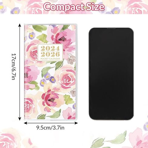 2024-2026 Pocket Calendar, Purse Monthly Planner 2024-2026 - 6.7" x 3.7" - Runs from November 2024 Until December 2026, 2024 Pocket Calendar with PVC Cover for Planning, Organizing and Office in Kuwait