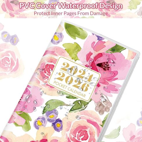 2024-2026 Pocket Calendar, Purse Monthly Planner 2024-2026 - 6.7" x 3.7" - Runs from November 2024 Until December 2026, 2024 Pocket Calendar with PVC Cover for Planning, Organizing and Office in Kuwait