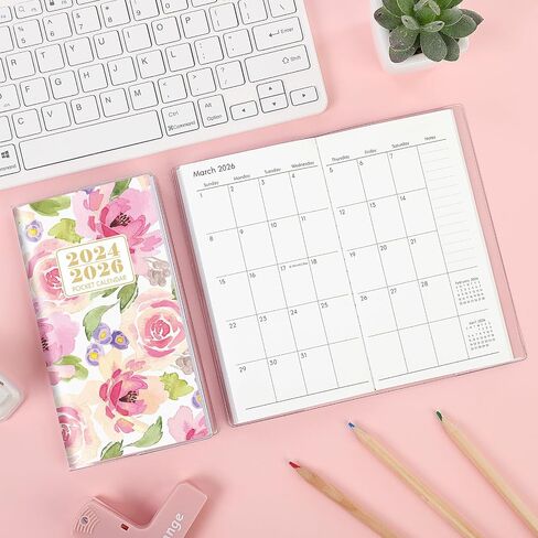 2024-2026 Pocket Calendar, Purse Monthly Planner 2024-2026 - 6.7" x 3.7" - Runs from November 2024 Until December 2026, 2024 Pocket Calendar with PVC Cover for Planning, Organizing and Office in Kuwait