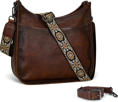 Iswee Crossbody Bags for Women Genuine Leather Purses Vintage Shoulder Handbags Travel Cross Body Bag with Boho Strap in Kuwait