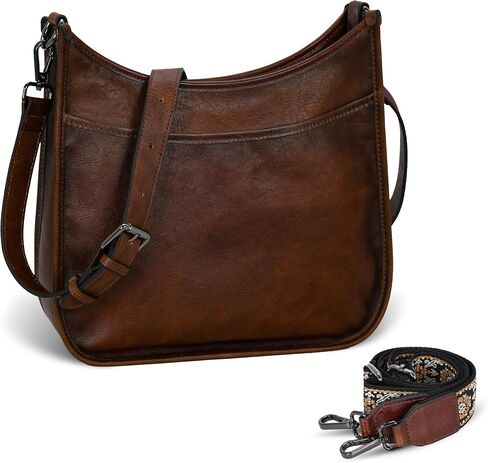 Iswee Crossbody Bags for Women Genuine Leather Purses Vintage Shoulder Handbags Travel Cross Body Bag with Boho Strap in Kuwait