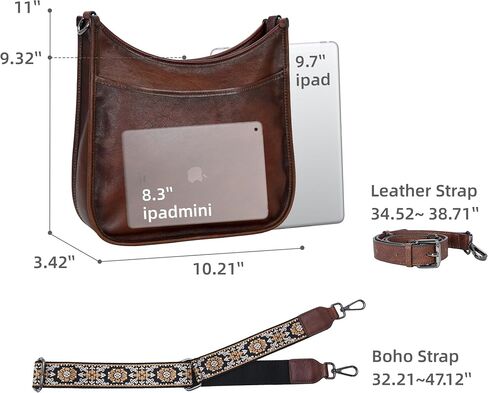 Iswee Crossbody Bags for Women Genuine Leather Purses Vintage Shoulder Handbags Travel Cross Body Bag with Boho Strap in Kuwait