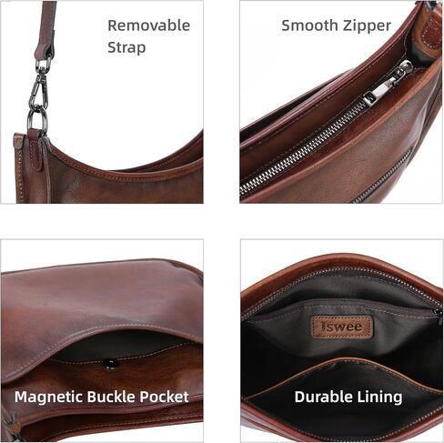 Iswee Crossbody Bags for Women Genuine Leather Purses Vintage Shoulder Handbags Travel Cross Body Bag with Boho Strap in Kuwait