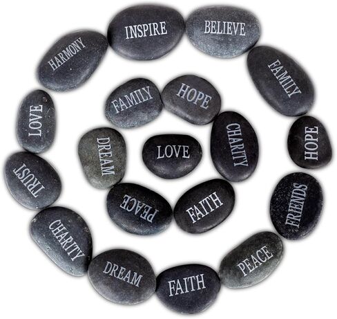 12pcs DIY Rocks for Engraved Inspirational Polished River Stones Unique and Thoughtful Gift Ideas for Friends and Family Gifts Arts and Crafts (12 Different Words) (Colorful) in Saudi Arabia
