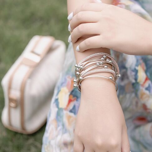FANCY SHINY Leather Beaded Bracelet Boho Wrap Bracelets Gothic Jewelry Stackable Goth Bracelets with Magnetic Clasp in Saudi Arabia