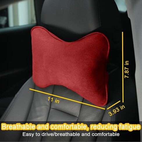 Car Neck Pillow, Soft Comfortable Memory Foam Auto Headrest Pillow Cushion with Adjustable Strap, Breathable Ergonomic Design Car Neck Pain Relief Cushion, Universal for Vehicles (Black) in Kuwait