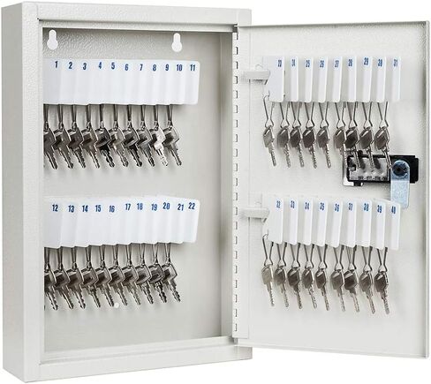 Sumerfnt Key Box Wall Mount with Code, 40 Position Key Cabinet, Metal Key Storage Box with Key Tags with Labels, 12.1"x 8.1" x 2.6" White in Saudi Arabia
