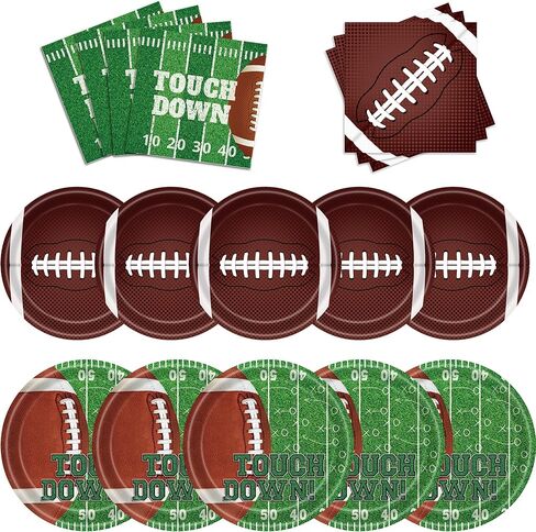 171 قطعة من لوازم حفلات كرة القدم، أطباق ورقية للرجبي، أكواب، مناديل، ملعقة، شوكة، سكاكين، مفرش طاولة، ديكورات حفلات الهبوط، أدوات مائدة لـ 24 ضيفًا للعبة كرة القدم، حفلة سوبر بول، حفلة عيد ميلاد in Kuwait