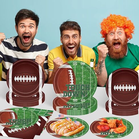 171 قطعة من لوازم حفلات كرة القدم، أطباق ورقية للرجبي، أكواب، مناديل، ملعقة، شوكة، سكاكين، مفرش طاولة، ديكورات حفلات الهبوط، أدوات مائدة لـ 24 ضيفًا للعبة كرة القدم، حفلة سوبر بول، حفلة عيد ميلاد in Kuwait