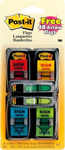 Post-it Flags Arrow Message 1" Page Flags, 200 "Sign Here", 48 Arrow, Four Colors, 248/Pack in Saudi Arabia