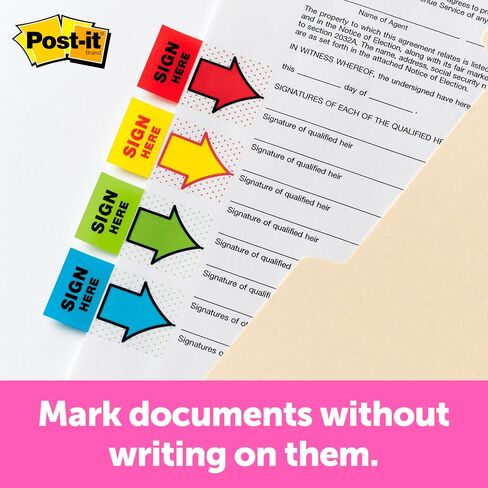 Post-it Flags Arrow Message 1" Page Flags, 200 "Sign Here", 48 Arrow, Four Colors, 248/Pack in Saudi Arabia