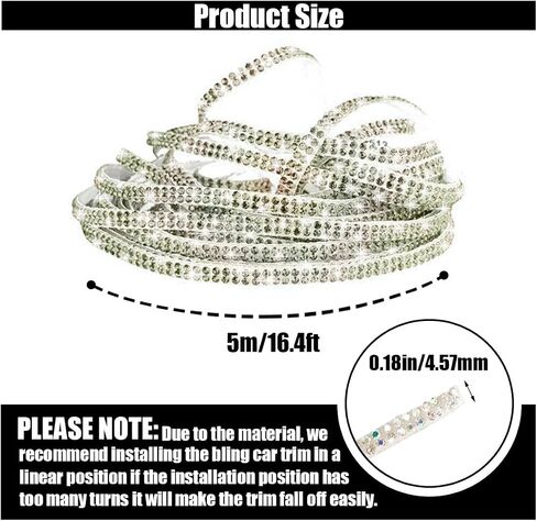 Bling Car Trim Self Adhesive, 16.4Ft DIY Rhinestone Car Accessories for Women, Car Interior Exterior Decoration Dashboard Decorations Rhinestone Door Stickers in Saudi Arabia