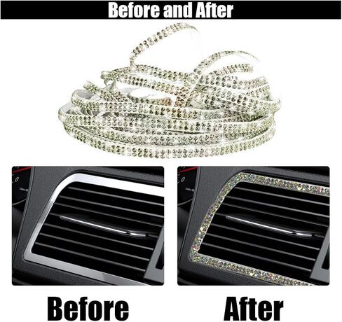 Bling Car Trim Self Adhesive, 16.4Ft DIY Rhinestone Car Accessories for Women, Car Interior Exterior Decoration Dashboard Decorations Rhinestone Door Stickers in Saudi Arabia