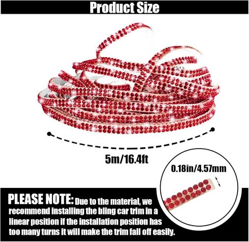 Bling Car Trim Self Adhesive, 16.4Ft DIY Rhinestone Car Accessories for Women, Car Interior Exterior Decoration Dashboard Decorations Rhinestone Door Stickers in Saudi Arabia