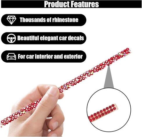 Bling Car Trim Self Adhesive, 16.4Ft DIY Rhinestone Car Accessories for Women, Car Interior Exterior Decoration Dashboard Decorations Rhinestone Door Stickers in Saudi Arabia