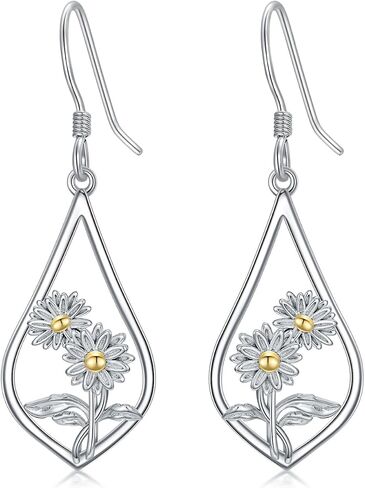925 Sterling Silver Birth Flower Earrings Carnation/Violet/Daffodil/Daisy/Lily/Rose/Lotus/Poppy/Marigold/Holly Earrings Birth Month Flower Jewelry for Women in Saudi Arabia