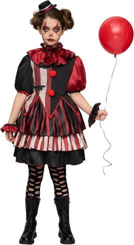 زي المهرج المخيف للفتيات من Spooktacular Creations، زي الهالوين للأطفال، زي المهرج الملتوي in Saudi Arabia