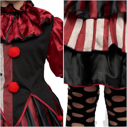 زي المهرج المخيف للفتيات من Spooktacular Creations، زي الهالوين للأطفال، زي المهرج الملتوي in Saudi Arabia